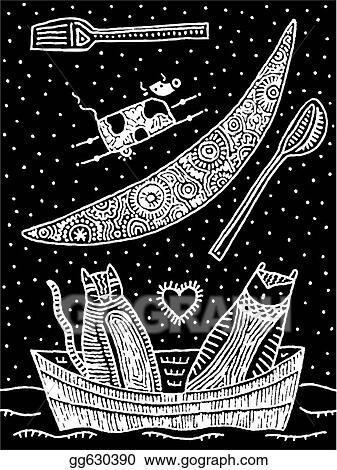 Cow Jumps Over the Moon - B&W